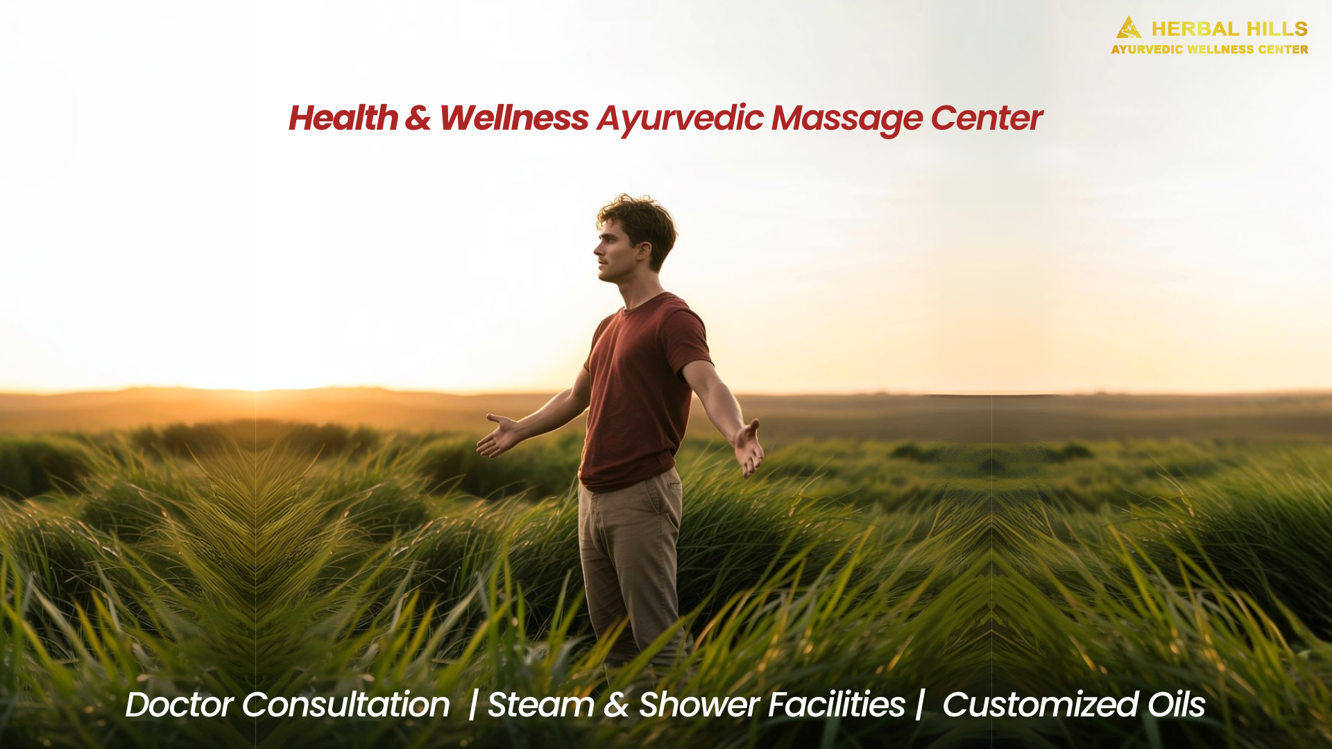 Person walking through a field with sunset in the background, representing peace and wellness from Ayurvedic massage, herbal oils, and steam therapy in Mumbai.