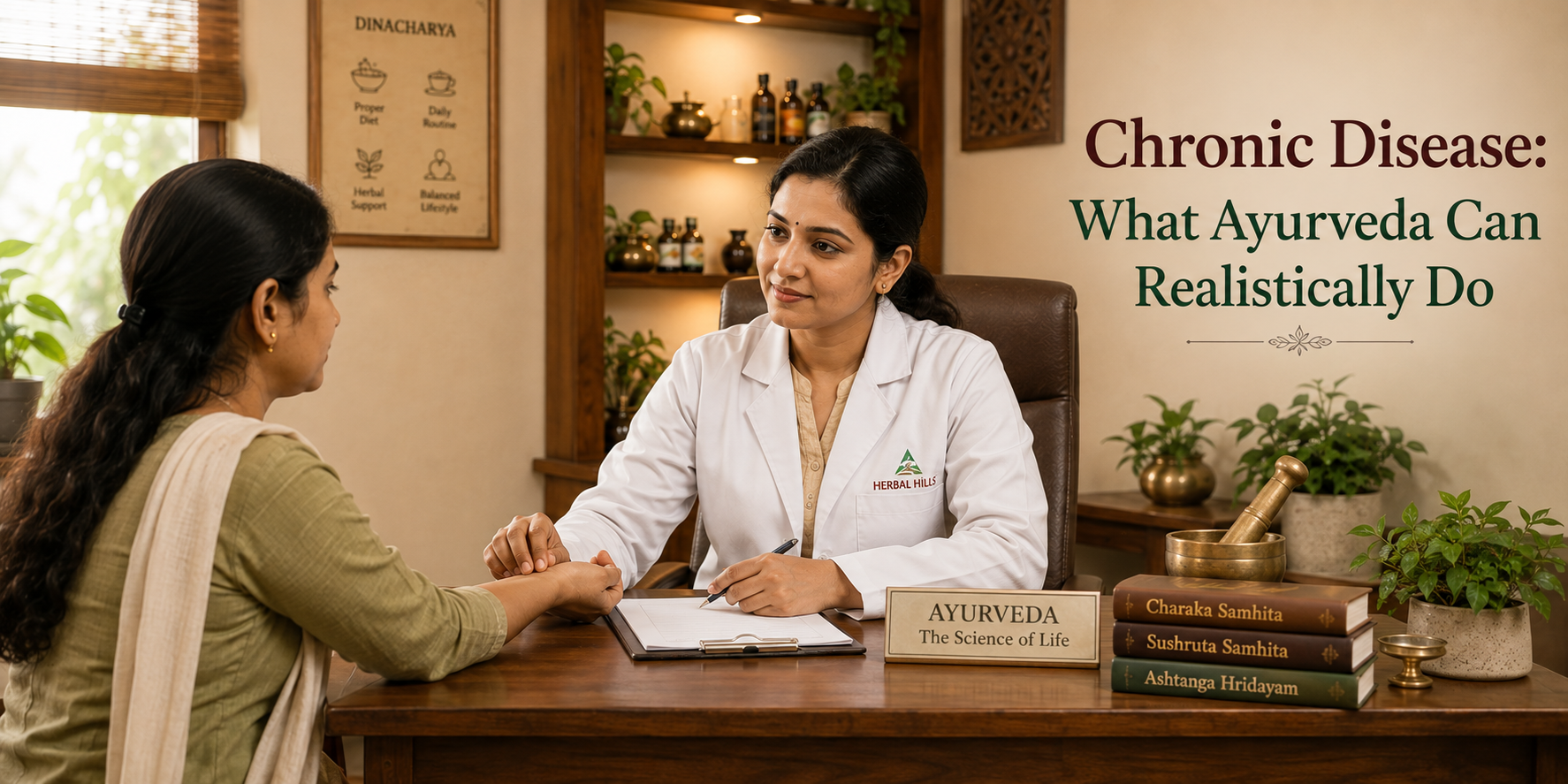 Ayurvedic treatment for chronic disease — a patient in consultation with an Ayurvedic doctor