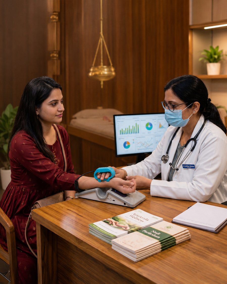 Ayurvedic doctor consultation and Nadi Parikshan pulse diagnosis at Herbal Hills, Mumbai