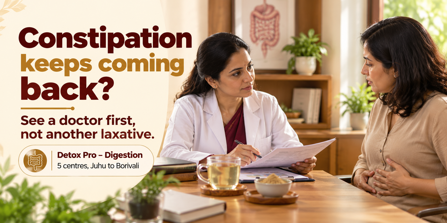 Constipation doctor consultation at Herbal Hills: see a doctor first when constipation keeps coming back, Mumbai