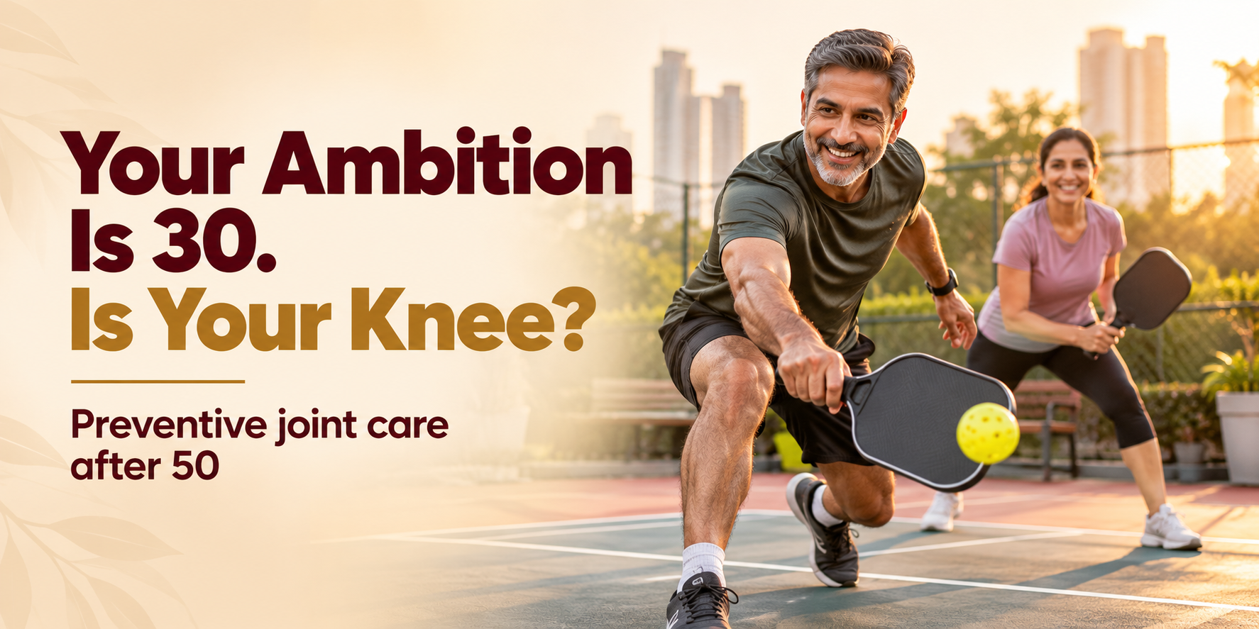 Preventive joint care after 50: active adult playing pickleball, Herbal Hills Ayurveda Mumbai