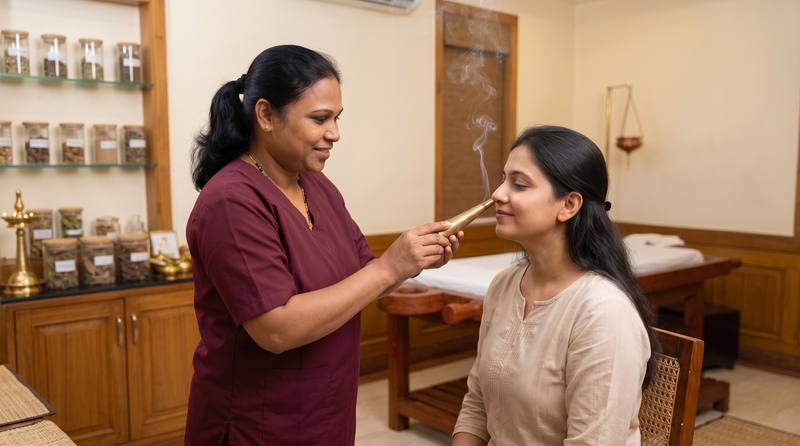 ayurvedic treatment for cold and cough - Dhum Pan at Herbal Hills Center, Mumbai