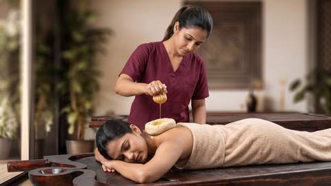 Greeva Basti for knee joint pain and arthritis at Herbal Hills Center, Mumbai